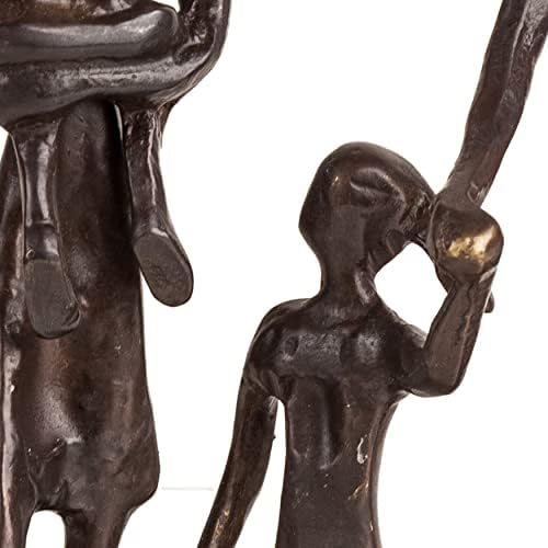 Danya B. Porodica od pet pijesnih metalnih skulptura u prekrasnom bronzanom završnom obliku pod oblogom s baršunenom, poklonom za uređenje za roditelje, bake i bake iz djeteta