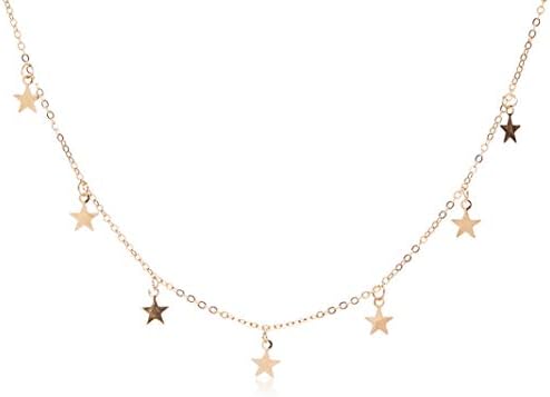 Dolland Lucky Star choker ogrlica privjesak resice lanac izjava ogrlica za žene djevojke, zlato, podesivo