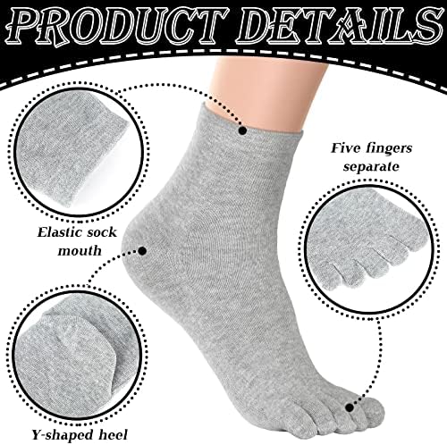 Bencailor 6 pari ženskih čarapa s pet prstiju pamučne prozračne kompresijske čarape čiste boje