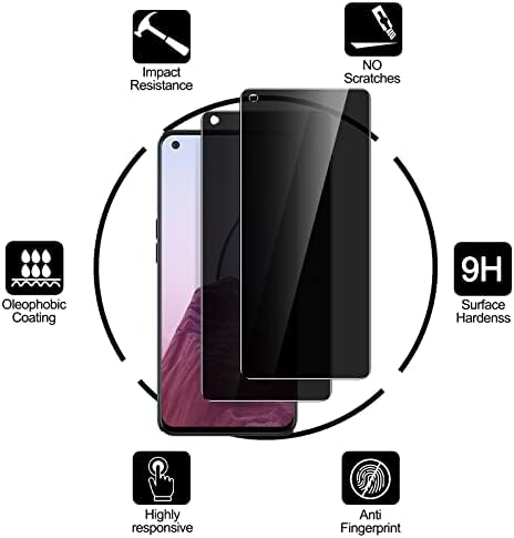 [2 Pakovanje] Ywxtw Zaštita ekrana za privatnost za OnePlus Nord N20 5G, kaljeno staklo Anti-Spy 9H zaštitni ekran za tvrdoću, Anti-Peek Anti-Scratch jednostavna instalacija bez mjehurića[ne podržavajte otključavanje otiskom prsta]