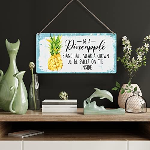 Budite visoki trošak od ananasa visoki nosite kašnjenje od krune Početna zidna dekor Drveni znakovi Država Rustikalna viseća zidna ploča potpisuje ljeto