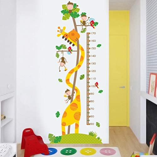 TENDYCOCO dizajn životinja ljepljiva naljepnica sa visinom grafikona uklonjiva PVC Tabela rasta žirafa majmun dizajn Zidna naljepnica za Vrtićku sobu dnevni boravak