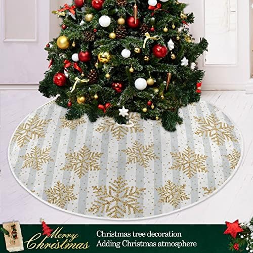 Oarencol Christmas GOLD FLESFLAKE BOŽIĆNOG Drvo suknja 36 inča Glitter Snowy Stripe Xmas Holiday