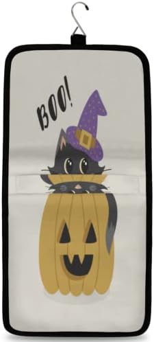 Viseći turistička toaletska torba Crna mačka sa vešticom pahuljicama Velika kapacitet Vodootporna