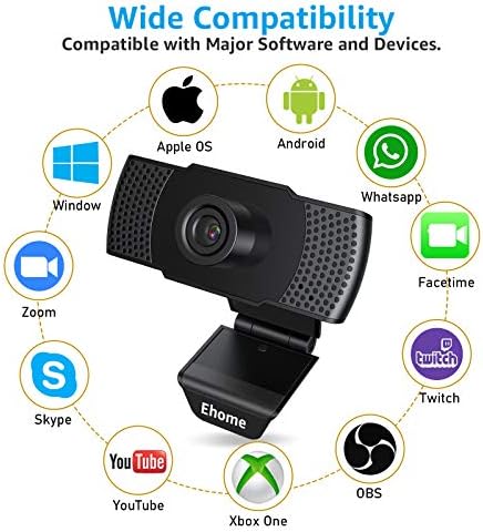 EHome Web kamera sa mikrofonom, 1080p USB 2.0 Web kamera za poništavanje buke Plug and Play rotirajuća