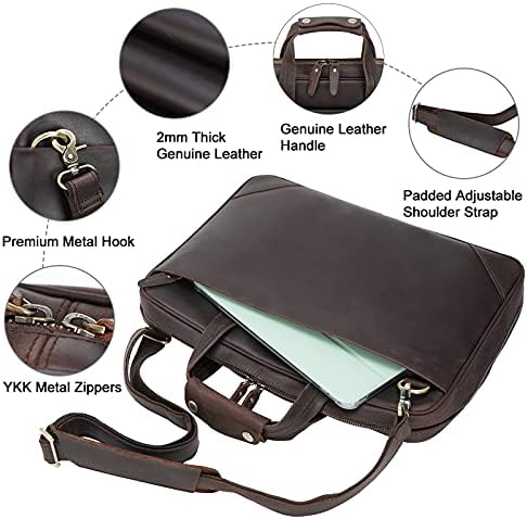 Koža tanka aktovka za muškarce 15.6 & # 34; Laptop Crossbody Messenger Bag poslovni rad Advokat attache Case