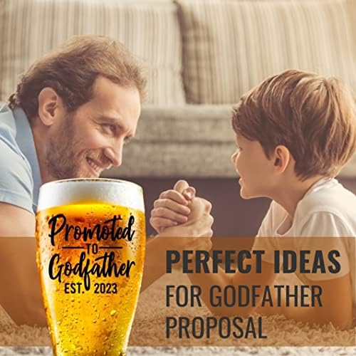 Onebttl Godfather Gifts, čaša za pivo smiješna ideja za poklon za prijedlog najboljeg kuma za kuma, Božić, rođendan, kutija i čestitka uključeni-promovirano u Godfather EST 2023
