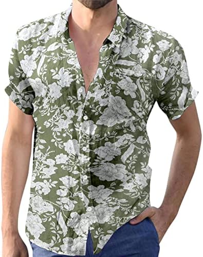 GDJGTA muško ljeto cvijet Print Casual Plus Size Shirt Muška odbiti ovratnik kratki rukav Shirt muško majice