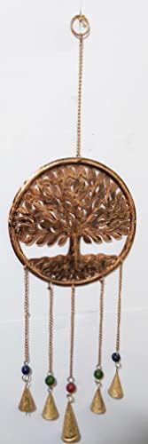 Metalni ukrasni niz metala i perlica sa zvonom vintage indijski stil zid viseći zvono Metalno životno stablo.