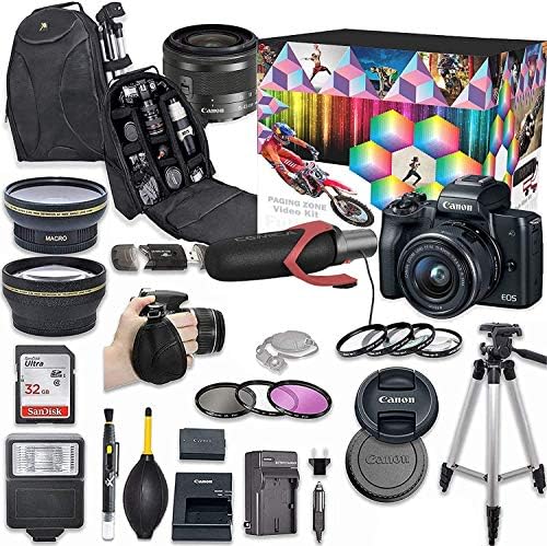 Canon EOS M50 Digitalni fotoaparat sa 12-45 mm objektiv video kit + širokokutni objektiv + 2x telefoto objektiv