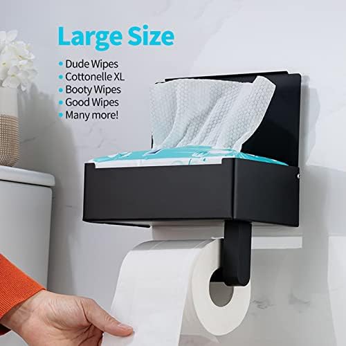 Matte crni toaletni papir sa skladištem 304 Ljepljivi zid od nehrđajućeg čelika nosača za toalet za kupaonicu