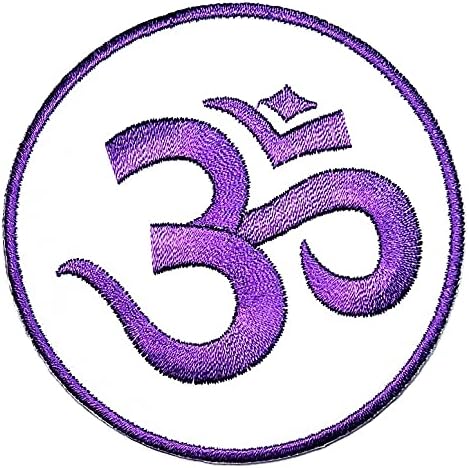 Rareeasy Patch Aum Ohm Hinduin hinduizam Yoga White Purple Applique SEW Gvožđe na vezom za patch vezeni logotip
