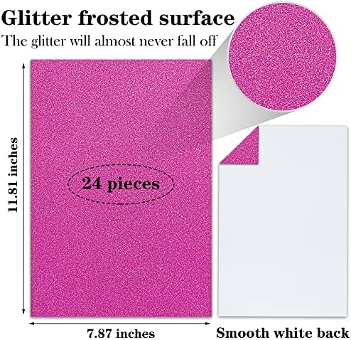 Twavang 24 listova Rose Red Glitter CardStock Paper, A4 Premium Sparkly Papir za bilješke, DIY projekte, zabava, poklon kutija za omotavanje 250gsm / 92lb