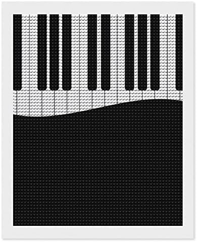 Crno-bijeli Klavirski ključevi dijamantski Slikarski kompleti 5D DIY Full Drill Rhinestone Arts zidni dekor za