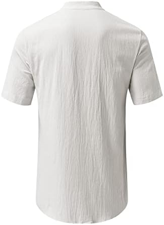 Ykohkofe muške pamučne platnene majice na kopčanje ljeto kratki rukav jednostruko kopčanje Casual obična košulja sa džepom