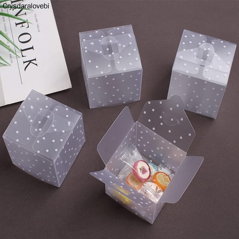 50kom mat prozirnih polka tačaka PVC kutija za slatkiše vjenčanje favorizira Božićnu zabavu kocke poklon kutije