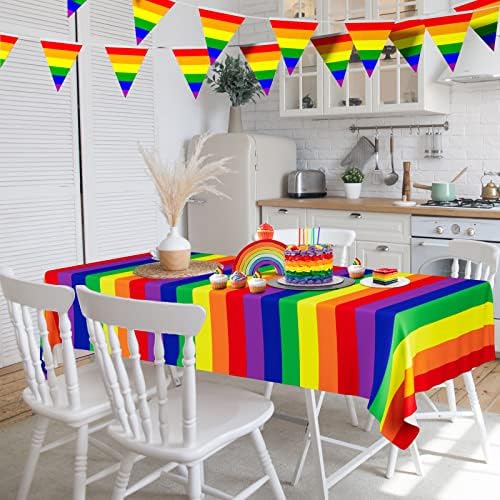 Dylives 2 Pack Rainbow Stolcloth, Carnival Pride Stoblecloth jednokratna plastika Rectangle Rainbow Stolcover