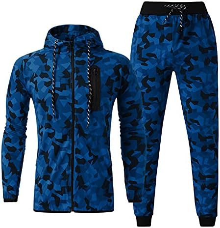 Ubst Camo Trackies za mens, zipper jakne Duks 2 komada odjeća za podešavanje kamuflažne vježbe Sportske duksere