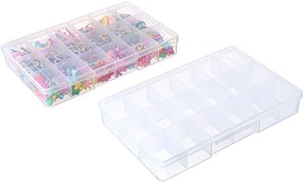 Bangqiao 2 pakovanje fiksno 18 rešetka Clear Case za pretvorbu plastične pretince, prozirna kutija za pohranu organizatora sa poklopcem za perlu, tipku, hardver, vijak, komplet za šivanje, pribor za uvajanje