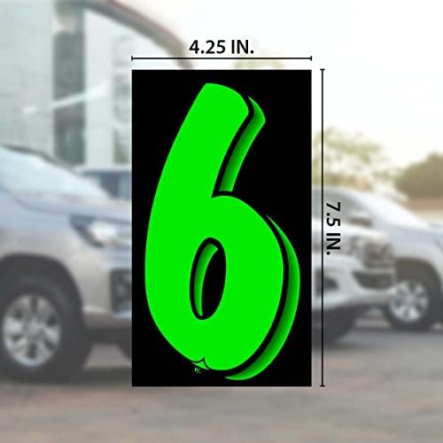 Versa-Tags 7.5 Crno / zeleni vinilni broj naljepnica 11 desetak set cijene vjetrobranskog