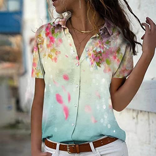 Košulja sa rukavima modni ženski kratki rukav džepno dugme Tee Casual popularna bluza vrhovi dugme dole kratki