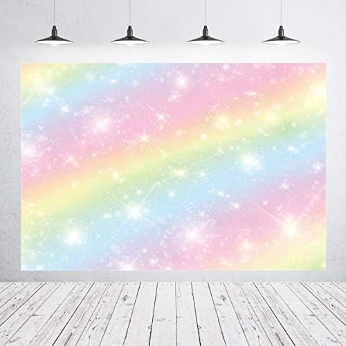 Glitter Rainbow akvarel pozadina djevojke pastelne šarene zvijezde ukrasi za rođendanske zabave princeze