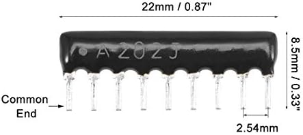 Uxcell 2k Ohm mrežni niz otpornika, 1 / 8W SIP - 9 2.54 mm nagib, 5% tolerancija Bussed tip 10kom