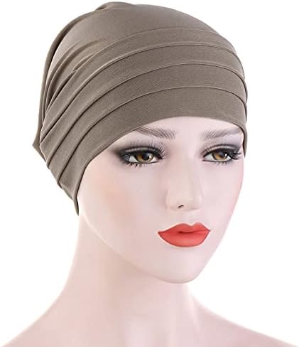Pleated turbanski herowlow za žene Beanie Hat Vintage Ruched hemo kapice meka udobna čvrsta tanka omotana muslimanska pokrivala