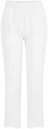 Pamučne lanene kapri hlače ženske za žene ljetne Casual kapri hlače s džepovima labave kroje