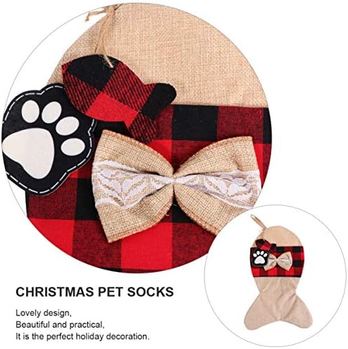 Gadpiparty kućne ljubimce mačke božićne čarape, burlap plairani veliki oblik ribe kućni ljubimci, klasične viseće čarape za božićne ukrase