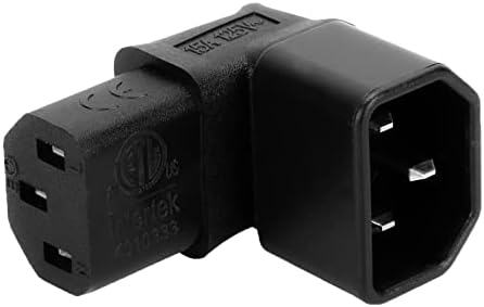 IEC Adapter pod pravim uglom, C14 do C13 ugaoni adapter za struju, 3 pola muški i ženski 90 stepeni donji ugao AC konektor za napajanje IEC 10A PDU utičnica, 1 Paket