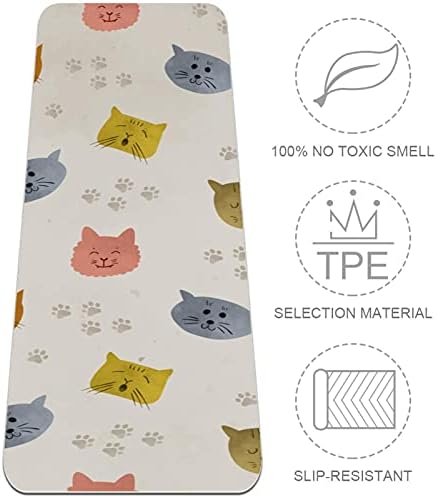 Siebzeh Hand Painted Cats Premium Thick Yoga Mat Eco Friendly Rubber Health & amp; fitnes non Slip Mat