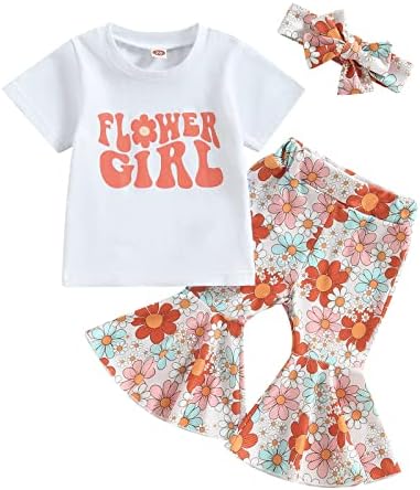 TODDLER Baby Girl Outfit Short rukav Pismo Ispiši majicu The Flower Bell dno Book traka za