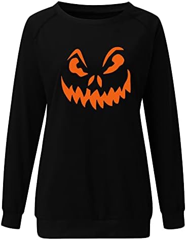 Fmchico ženske noći za Halloween Print dukseri s dugim rukavima lagani povremeni pulover vrhovi
