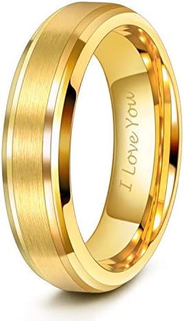 TRUMIUM 6mm 8mm Muški Ženski Zlatni volfram vjenčani prsten Brush Finish otporan na ogrebotine veličina