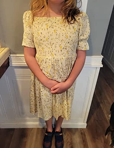 Drekelin djevojke kratki rukav Ruffle rastezljiva cvjetna haljina A-linije za djevojčice Casual