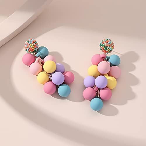 WASAIE akrilne kuglične perle Viseće naušnice za žene, šarena Izjava naušnica slatka bombona u boji