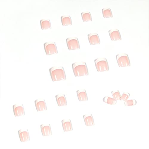 24 kom francuski lažni nokti Square & kratki lažni nokti ružičasti lažni nokti sjajni i stilski dizajnirani