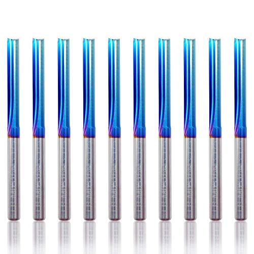 10kom 1/8 CNC glodalica, 2-FLAUTA dvostruki ravni mlin Nano plavi sloj čvrsti karbidni glodalica, 22mm visina