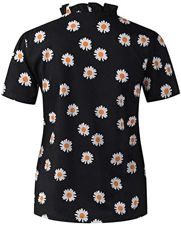 Kratki ležerni Dressy Top Ispis Ljeto Ženska cvjetna V-izrez Majica ruffle rukave ženske majice tinejdžeri