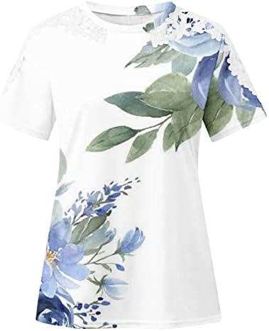 Ženske bluze Dressy čipke Majice kratkih rukava Slatke floalne tiskane majice na vrhu ljetne majice