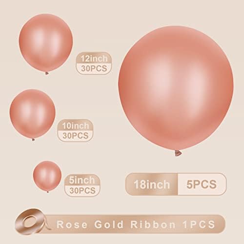 Metallic Rose Gold Balloons Latex baloni 95pcs različite veličine 18 12 10 5 inčni partijski balon za rođendansku