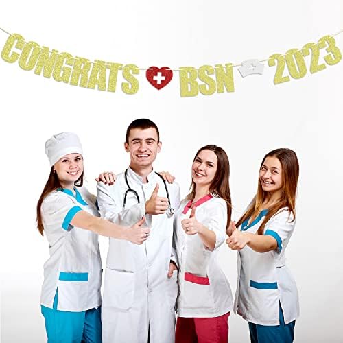 Čestitamo BSN banner, buduća medicinska sestra, drugji za staraci 2023. Graland, Glittery Čestitamo medicinske