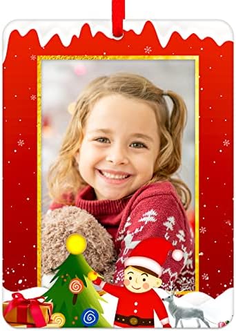 FaCraft okvir za slike Božićni ukrasi 2022,2.36x3. 15 sretan Božićni okvir za slike ukras za jelku,okvir za fotografije Božićni ukras poklon za djecu porodica
