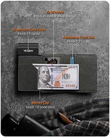 Yesiiw Slim Card Holder Wallet-minimalistički iskačući kožni novčanik za muškarce RFID Blokiranje džepom za novac / metalna torbica za kartice