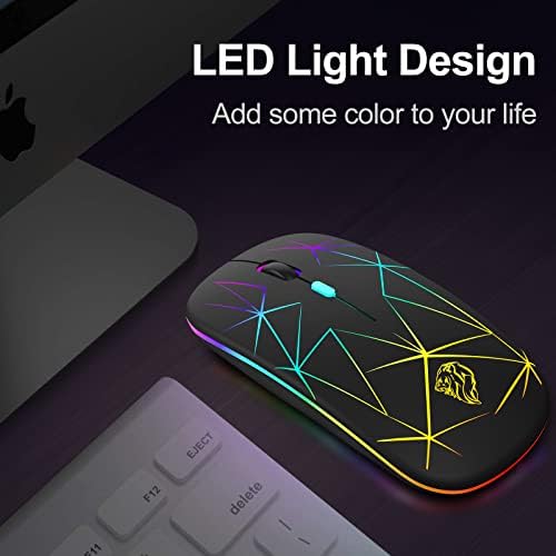 Ggh LED bežični miš za Laptop, Slim Bluetooth miš sa USB prijemnikom i adapterom tipa C,3 Podesiva DPI