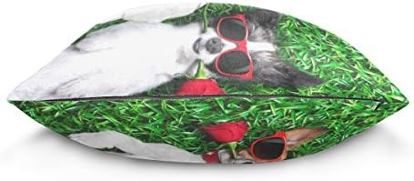 Vrhunski stolarni par psi u ljubavi Velvet Plish bacač jastučni jastuk CASE poklopac - 18 x 18 - Nevidljivi patentni zatvarač na kućnom dekoru cvjetni za kauč na kauču Nema jastuka