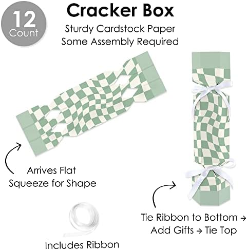 Velika tačka sreće Sage Zelena karirana strana - bez poklopca partijskih partija - DIY Cracker kutije - set