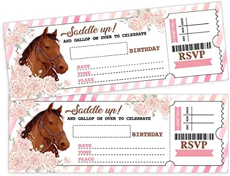 Saddle Up Party Infip ulaznice, kartice za rođendanske rođendane, farme Dječje djevojke Pozovite karticu