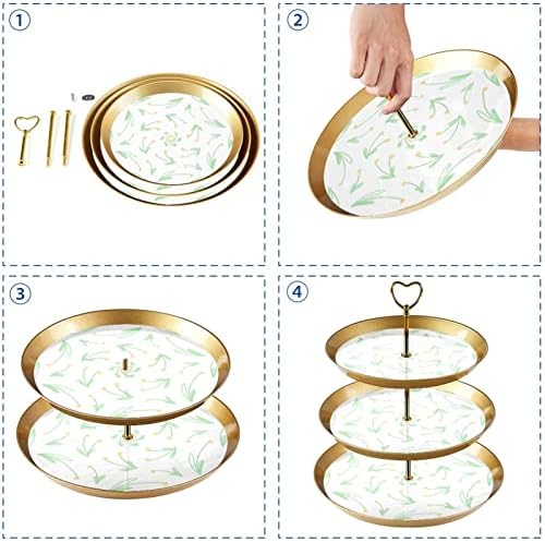 Flower 3-slojni stalak za kolačiće poslužavnik za posluživanje, reljefni stalak za desertnu tortu, stalak za posluživanje peciva za vjenčanje, čajanku, rođendan